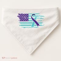 Suicide Awareness Ribbon American Flag USA-Made Doggie Bandana thumb 0
