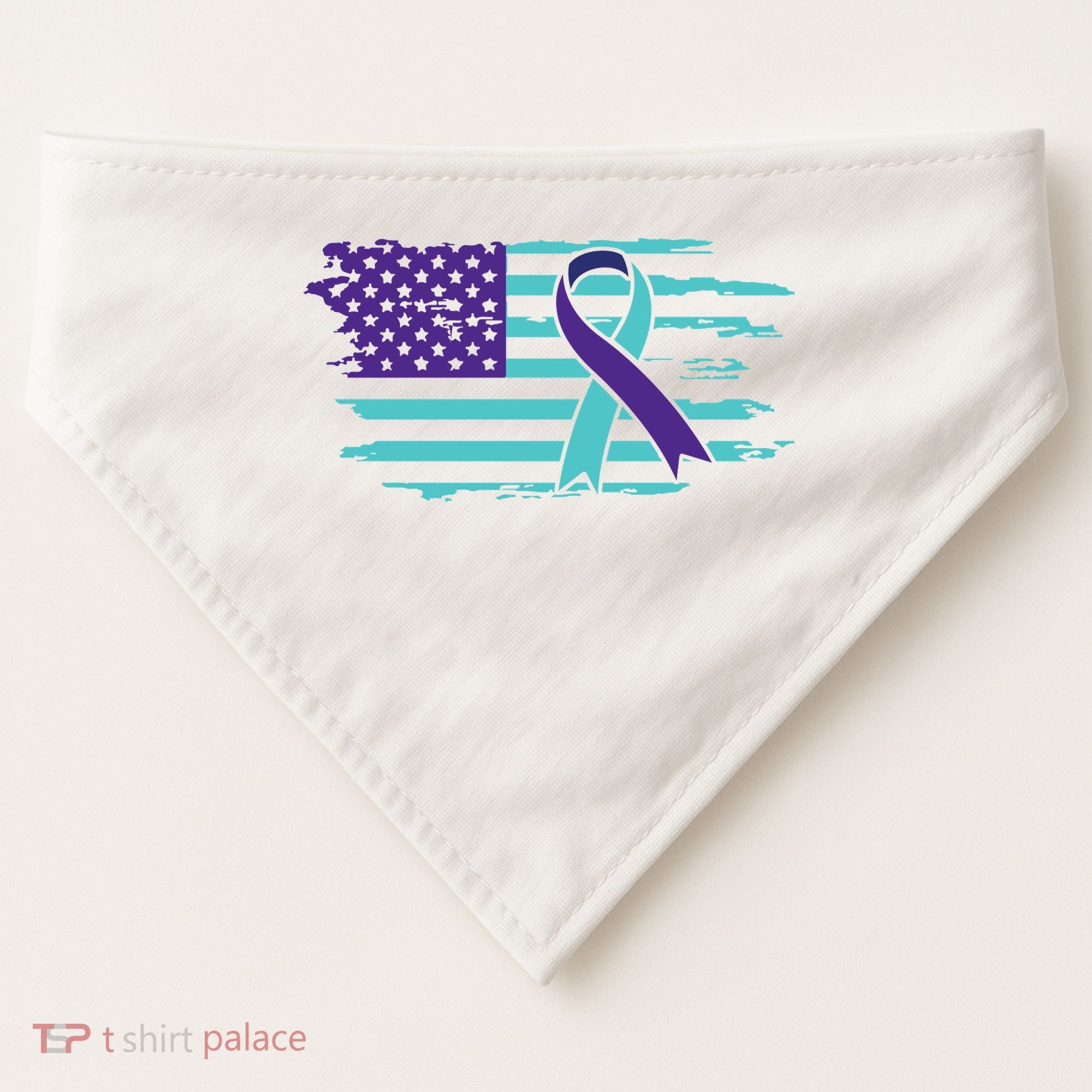 Suicide Awareness Ribbon American Flag USA-Made Doggie Bandana