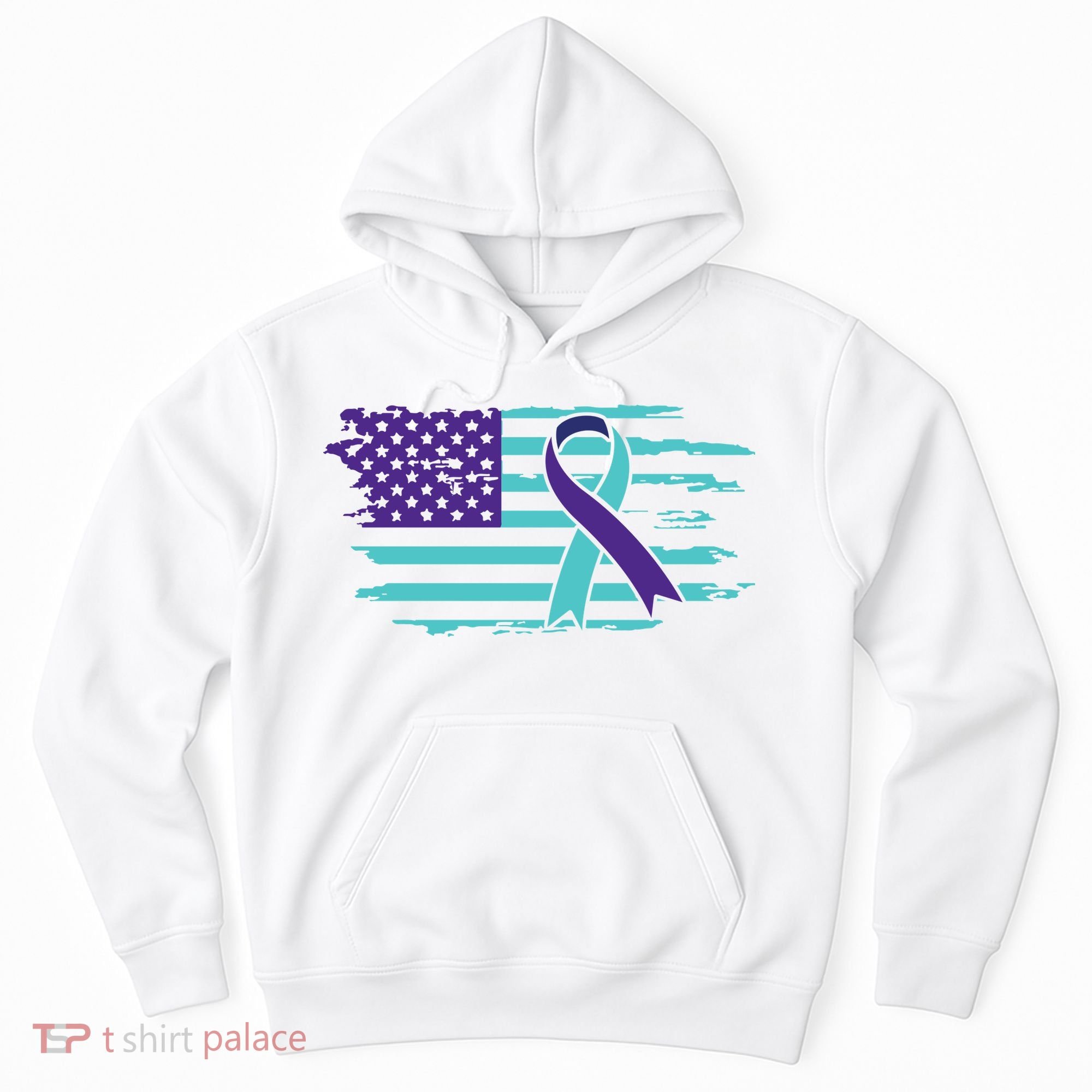 Suicide Awareness Ribbon American Flag Hoodie