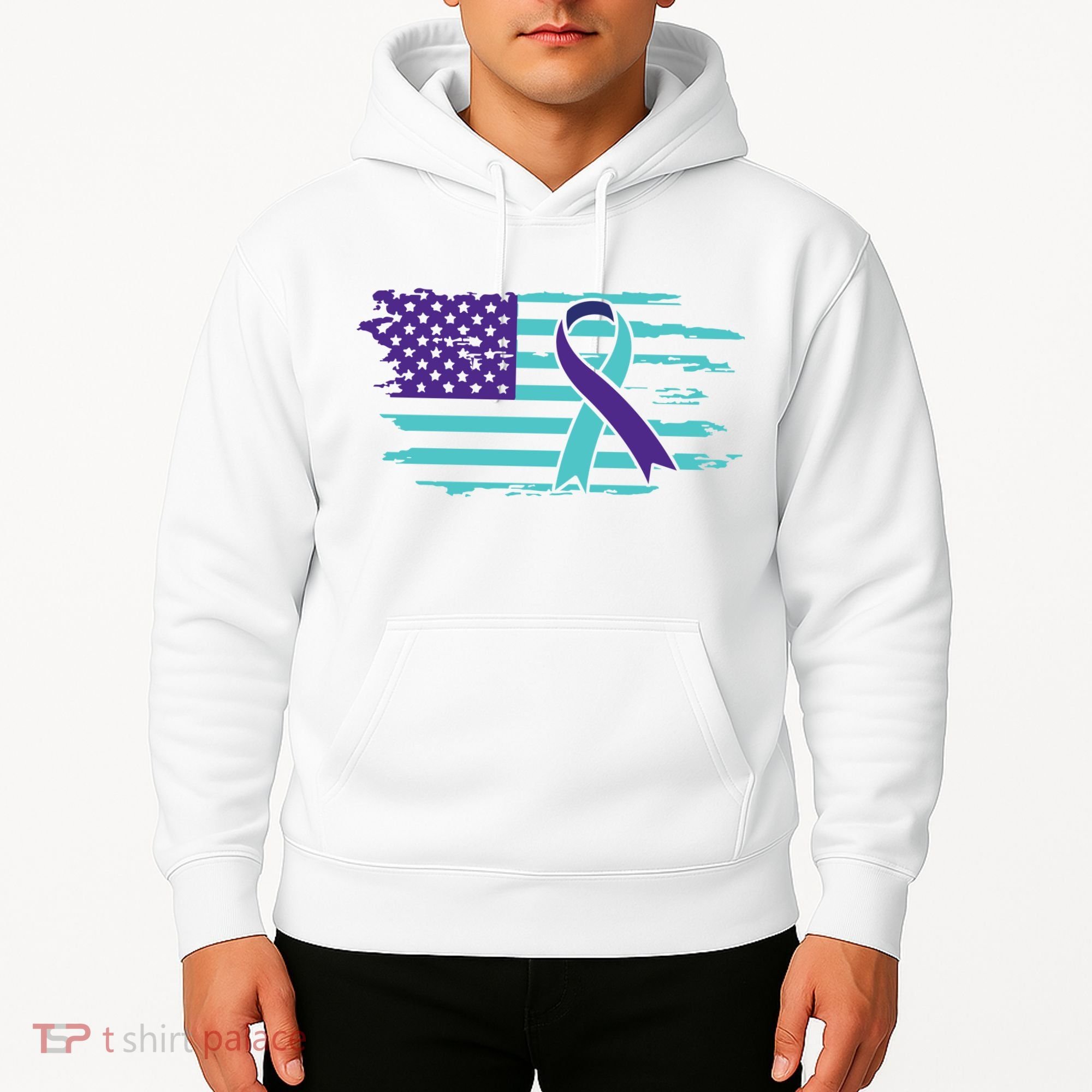 Suicide Awareness Ribbon American Flag Hoodie