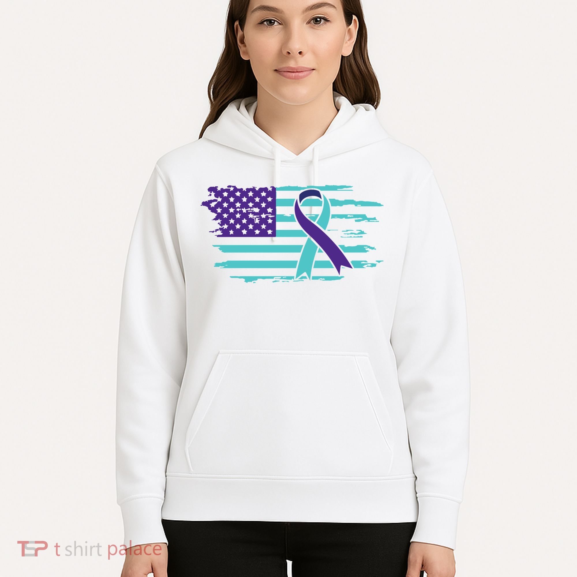 Suicide Awareness Ribbon American Flag Hoodie