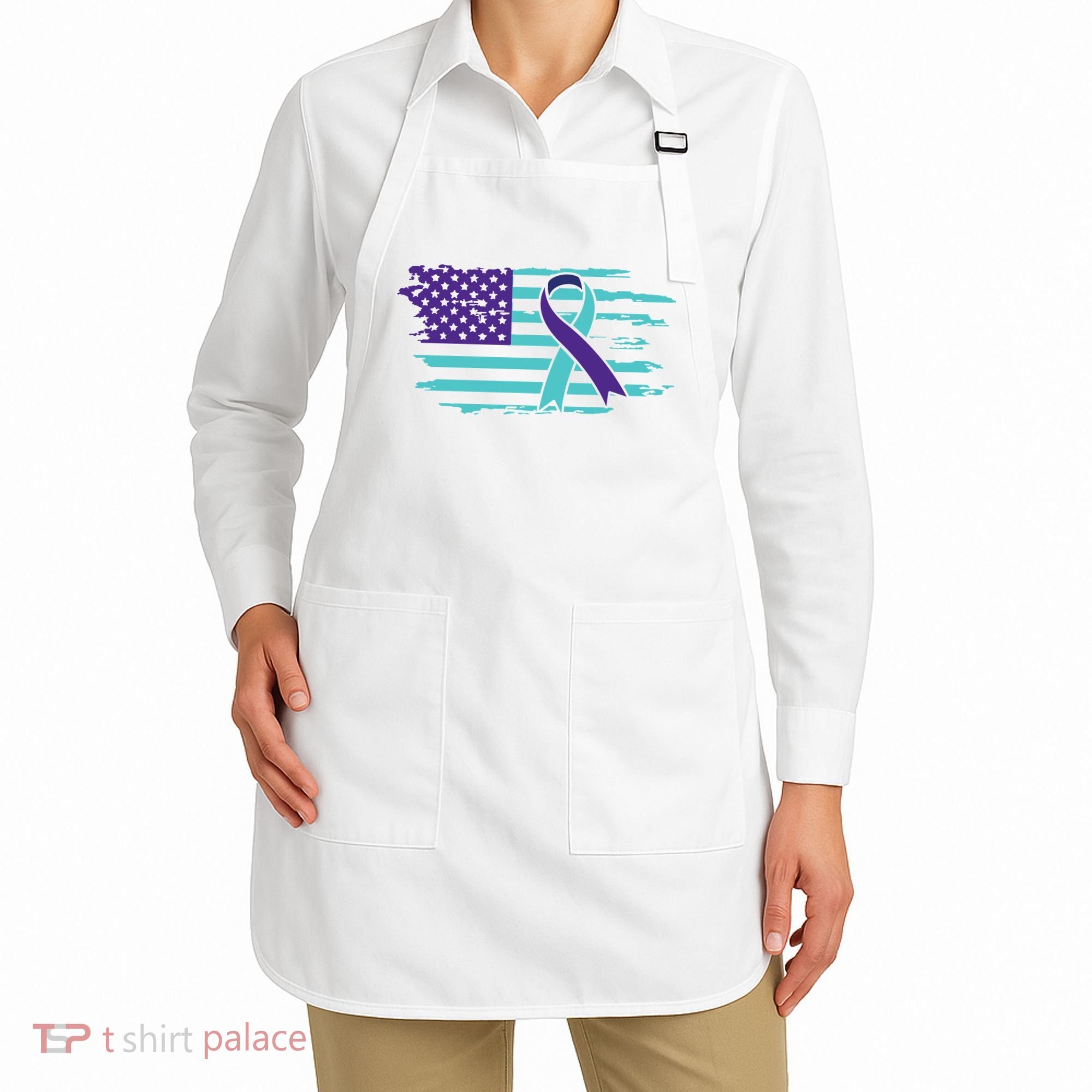 Suicide Awareness Ribbon American Flag Apron