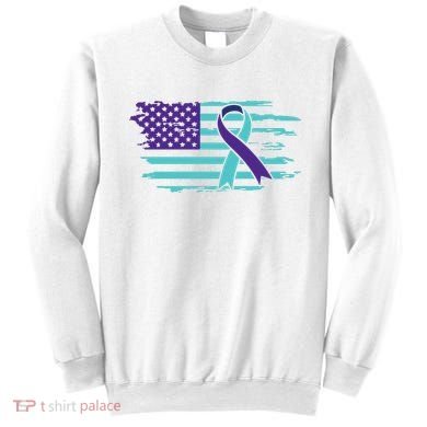 Suicide Awareness Ribbon American Flag Sweatshirt