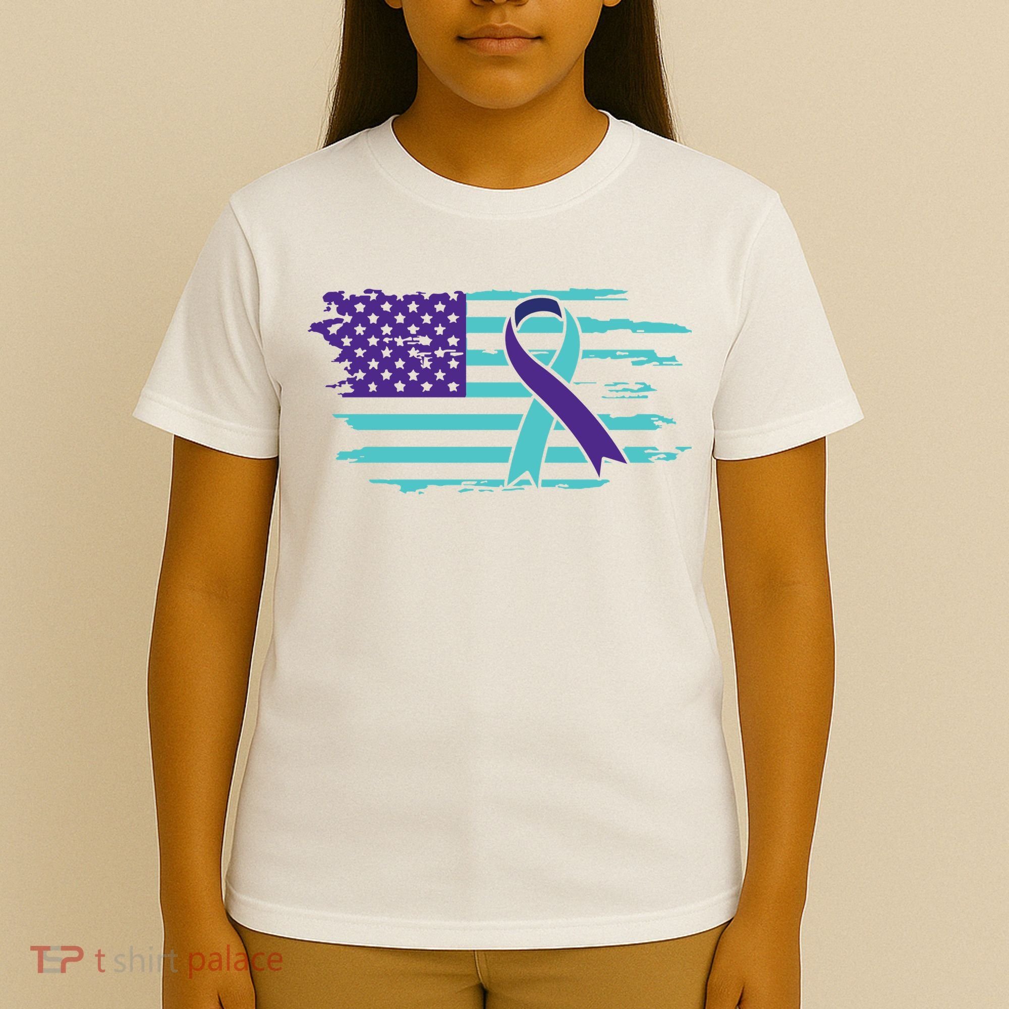 Suicide Awareness Ribbon American Flag T-Shirt