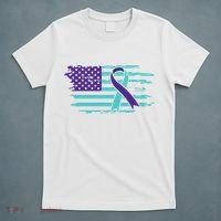 Suicide Awareness Ribbon American Flag T-Shirt thumb 5