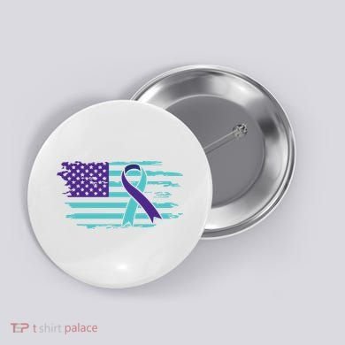 Suicide Awareness Ribbon American Flag Button