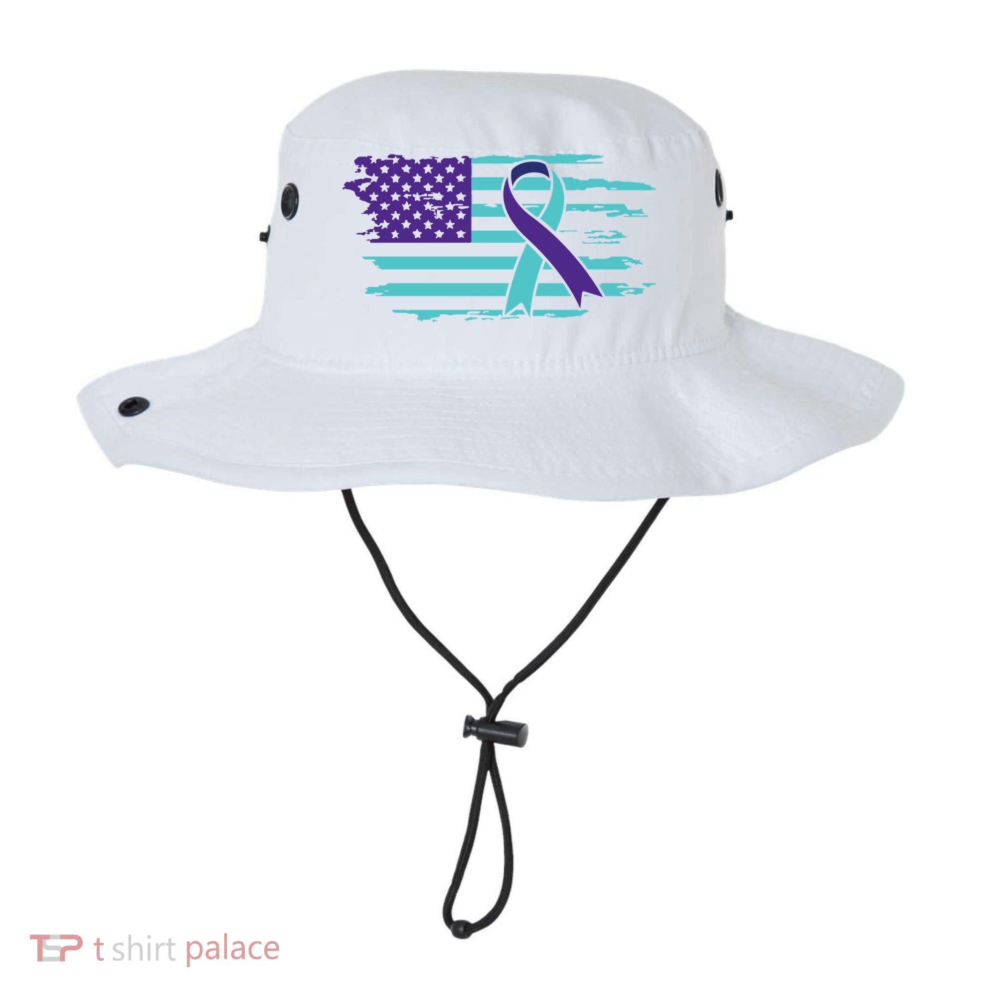 Suicide Awareness Ribbon American Flag Bucket Hat