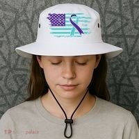 Suicide Awareness Ribbon American Flag Bucket Hat thumb 3