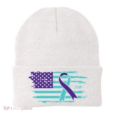 Suicide Awareness Ribbon American Flag Beanie