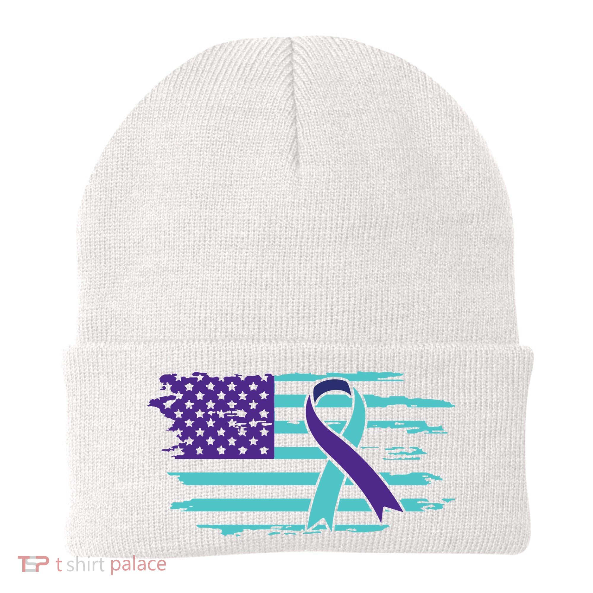 Suicide Awareness Ribbon American Flag Beanie