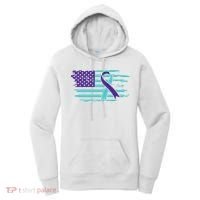 Suicide Awareness Ribbon American Flag Women's Hoodie thumb 0