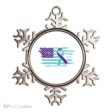 Suicide Awareness Ribbon American Flag Ornament