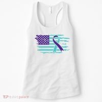 Suicide Awareness Ribbon American Flag Women's Tank Top thumb 0