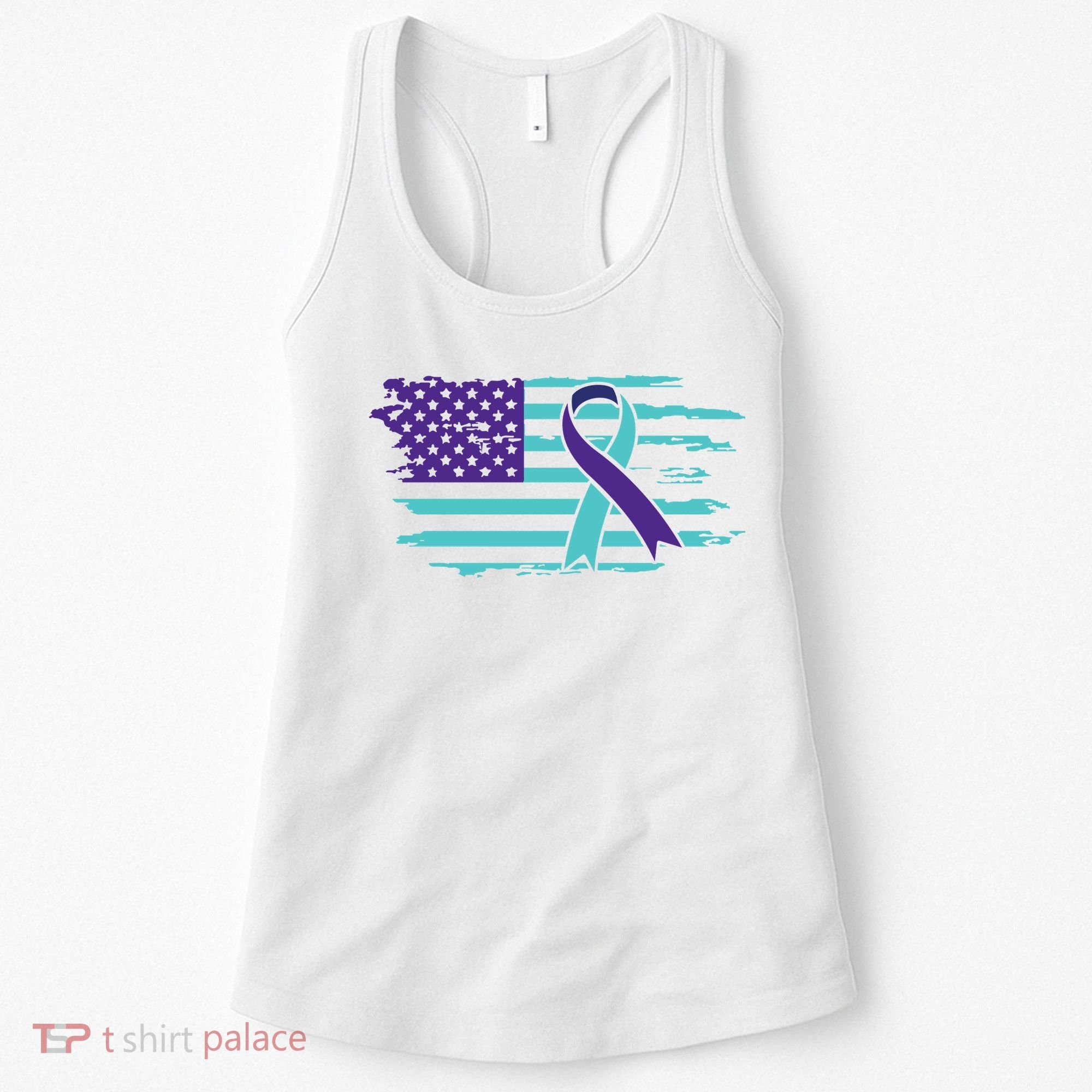 Suicide Awareness Ribbon American Flag Women's Tank Top