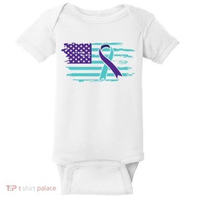 Suicide Awareness Ribbon American Flag Baby Bodysuit