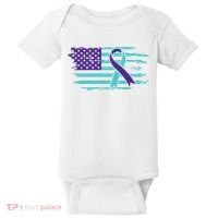 Suicide Awareness Ribbon American Flag Baby Bodysuit thumb 0