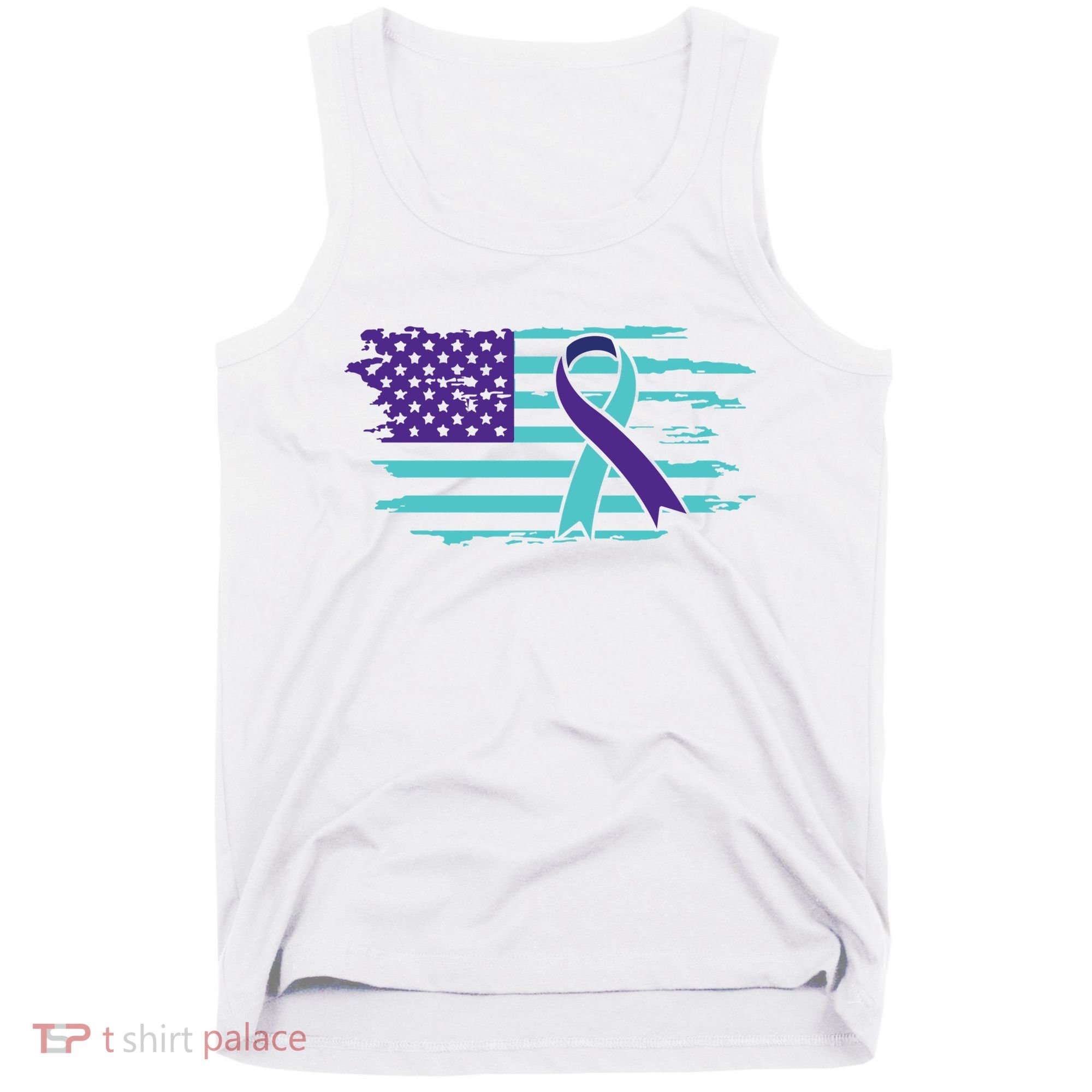 Suicide Awareness Ribbon American Flag Tank Top
