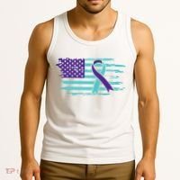 Suicide Awareness Ribbon American Flag Tank Top thumb 3