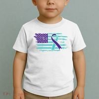 Suicide Awareness Ribbon American Flag Toddler T-Shirt thumb 2