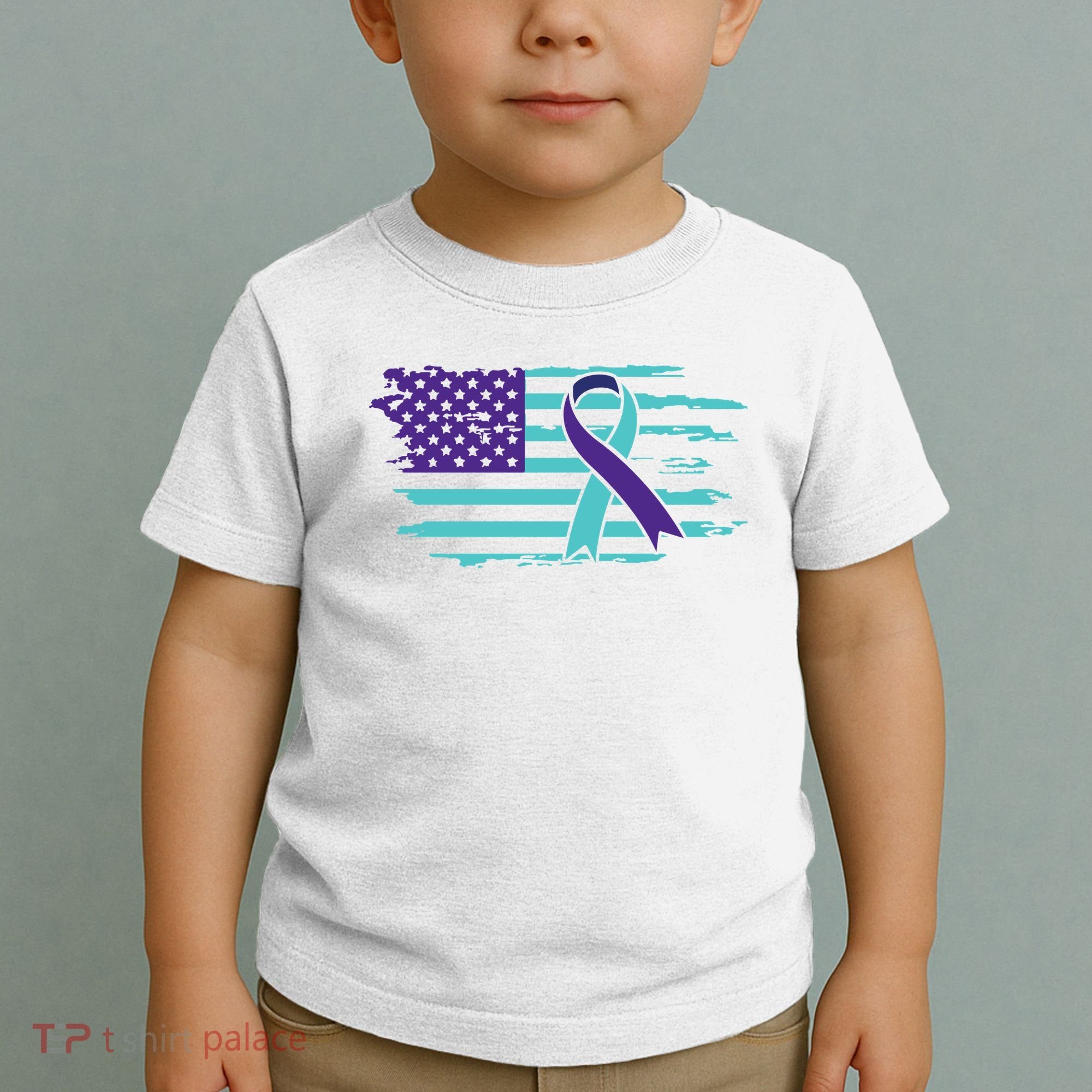 Suicide Awareness Ribbon American Flag Toddler T-Shirt