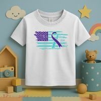 Suicide Awareness Ribbon American Flag Toddler T-Shirt thumb 3