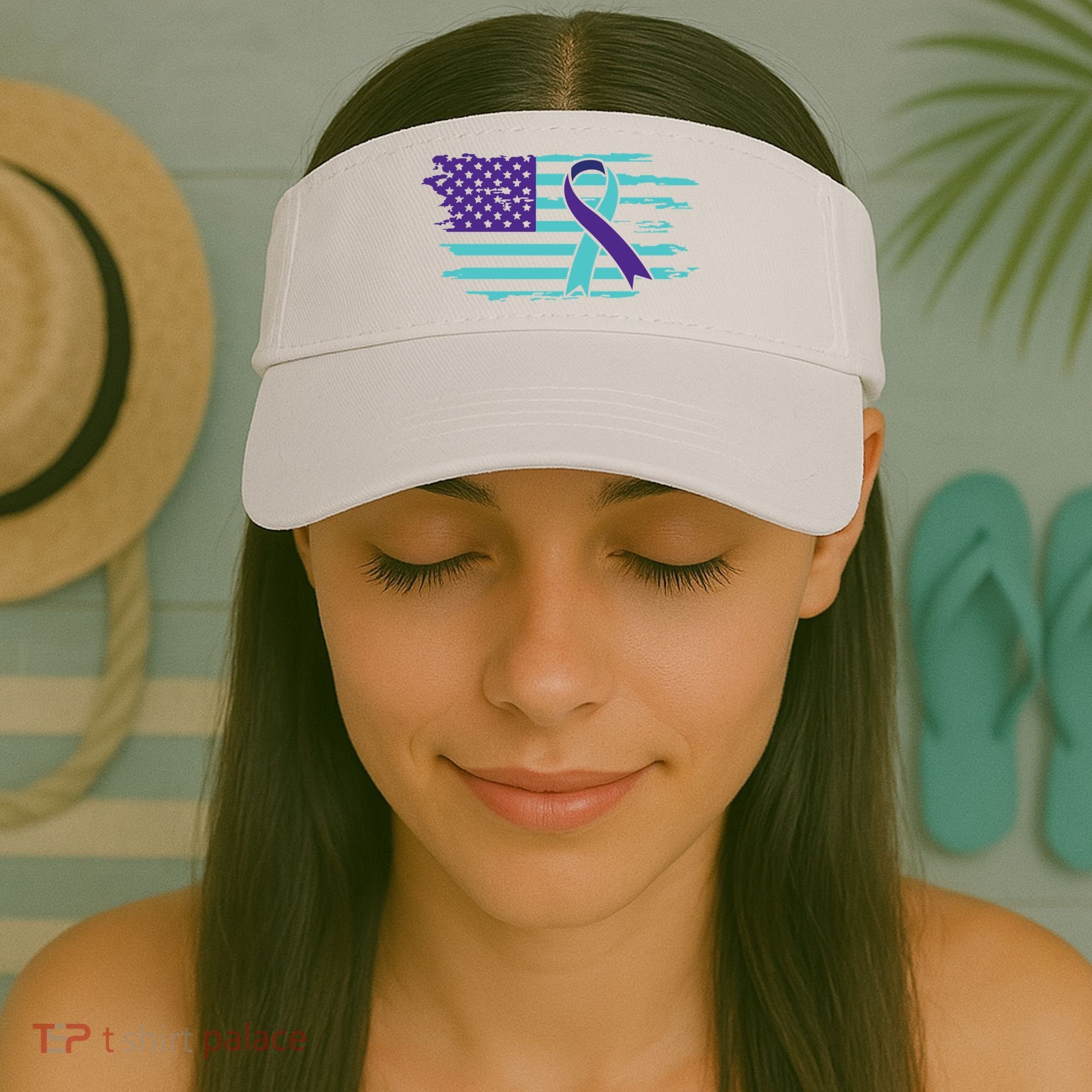 Suicide Awareness Ribbon American Flag Visor