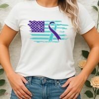 Suicide Awareness Ribbon American Flag Women's T-Shirt thumb 2