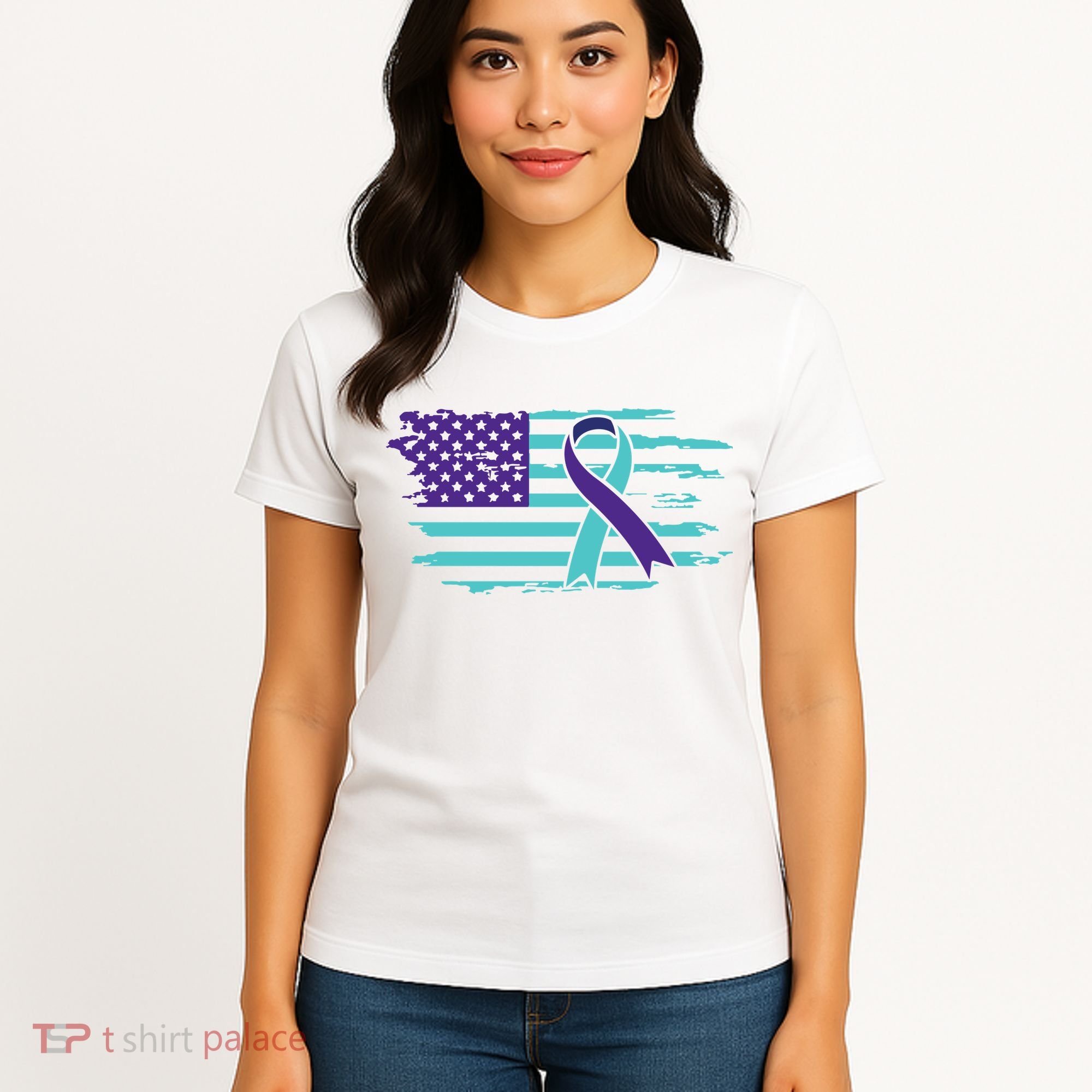 Suicide Awareness Ribbon American Flag Women's T-Shirt