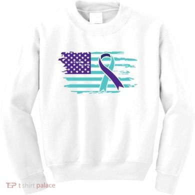 Suicide Awareness Ribbon American Flag Kids Sweatshirt