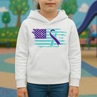 Suicide Awareness Ribbon American Flag Kids Hoodie thumb 3