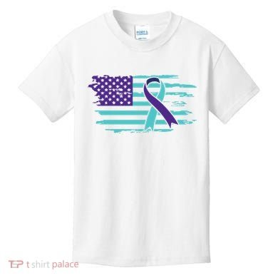 Suicide Awareness Ribbon American Flag Kids T-Shirt