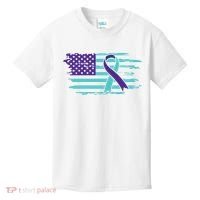 Suicide Awareness Ribbon American Flag Kids T-Shirt thumb 0
