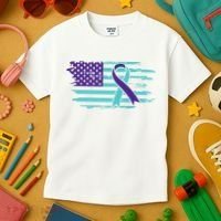 Suicide Awareness Ribbon American Flag Kids T-Shirt thumb 3