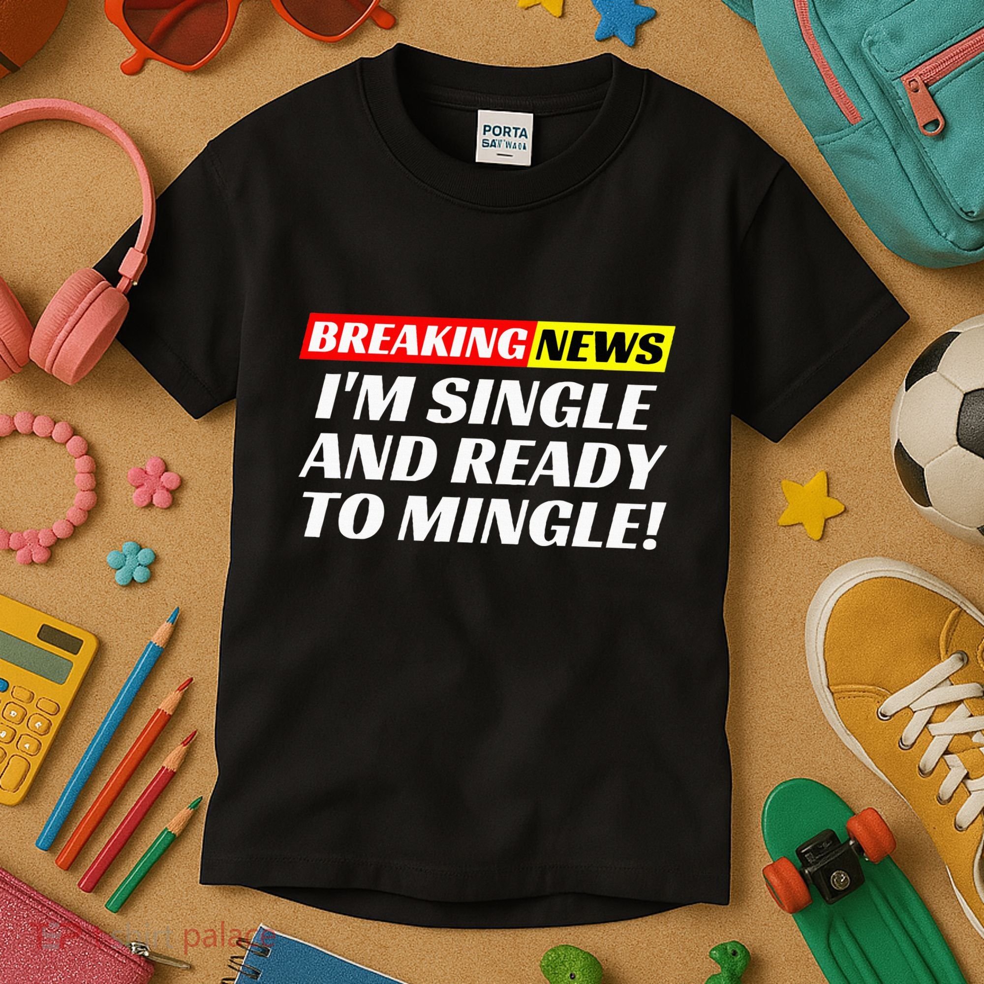 Single And Ready To Mingle Funny Sarcastic Breakup Divorce Kids T-Shirt