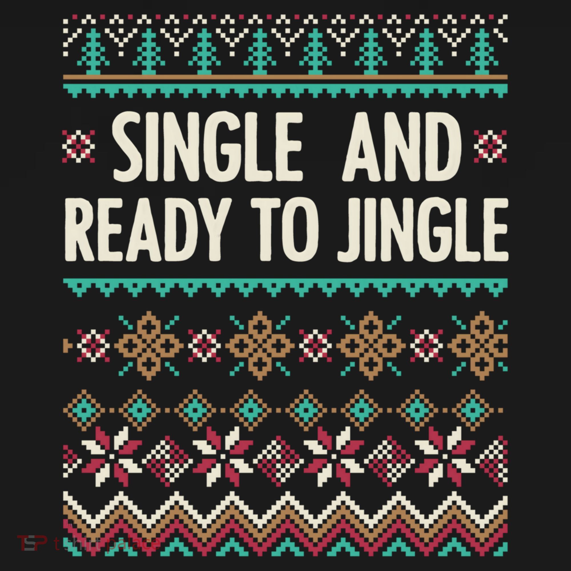 Single And Ready To Jingle Ugly Sweater Christmas Gift USA-Made Doggie Bandana