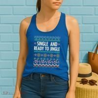 Single And Ready To Jingle Ugly Sweater Christmas Gift Women's Tank Top thumb 2