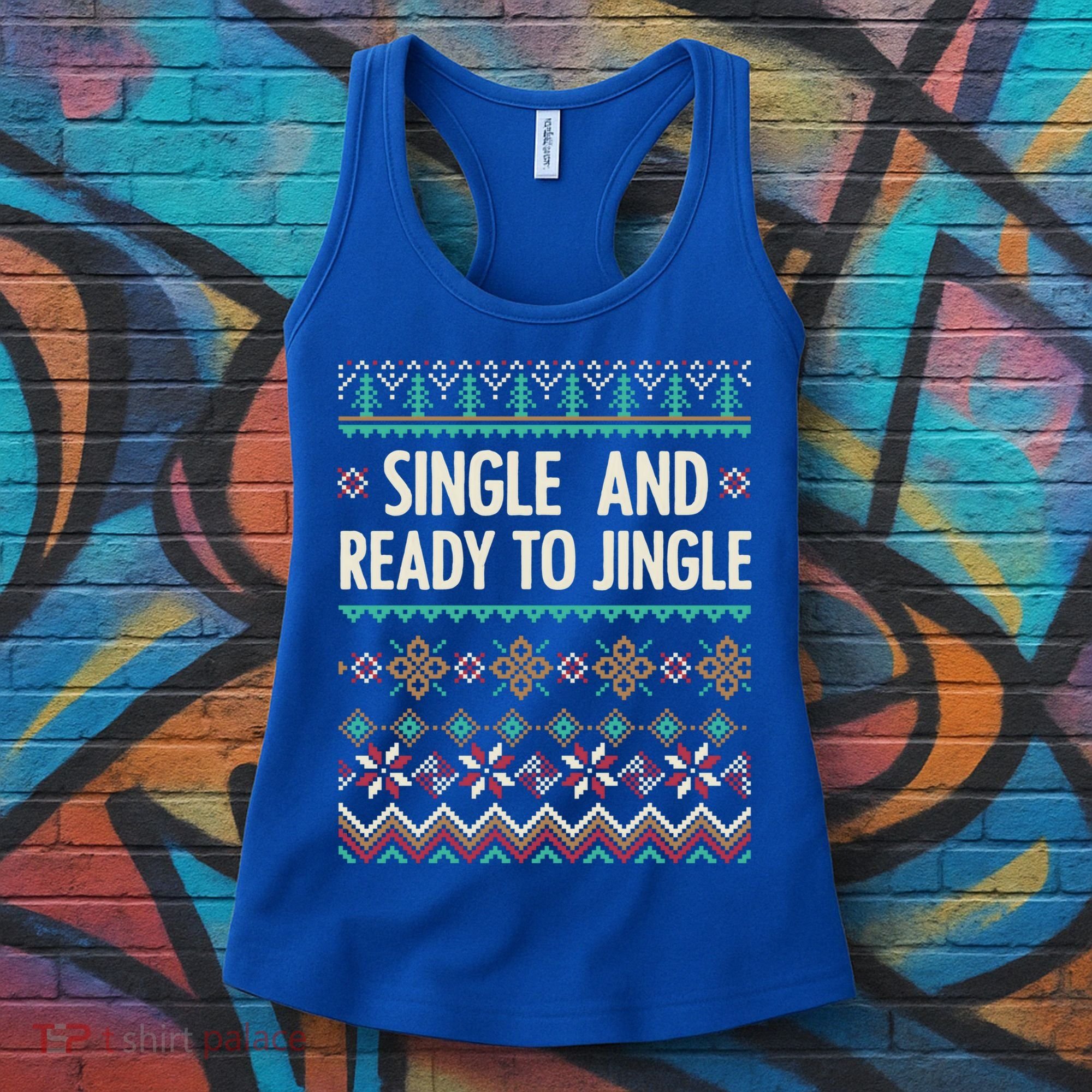 Single And Ready To Jingle Ugly Sweater Christmas Gift Women's Tank Top