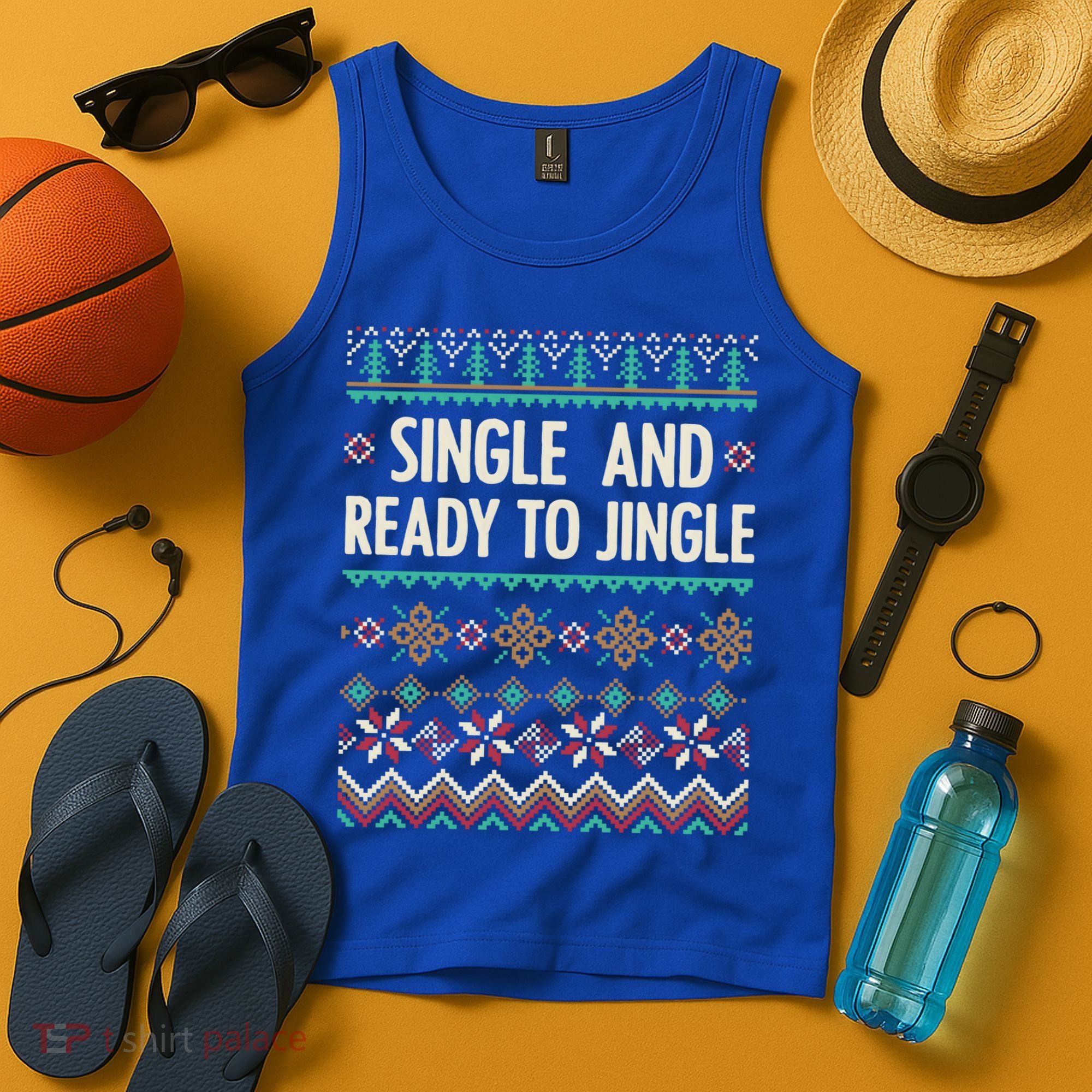 Single And Ready To Jingle Ugly Sweater Christmas Gift Tank Top
