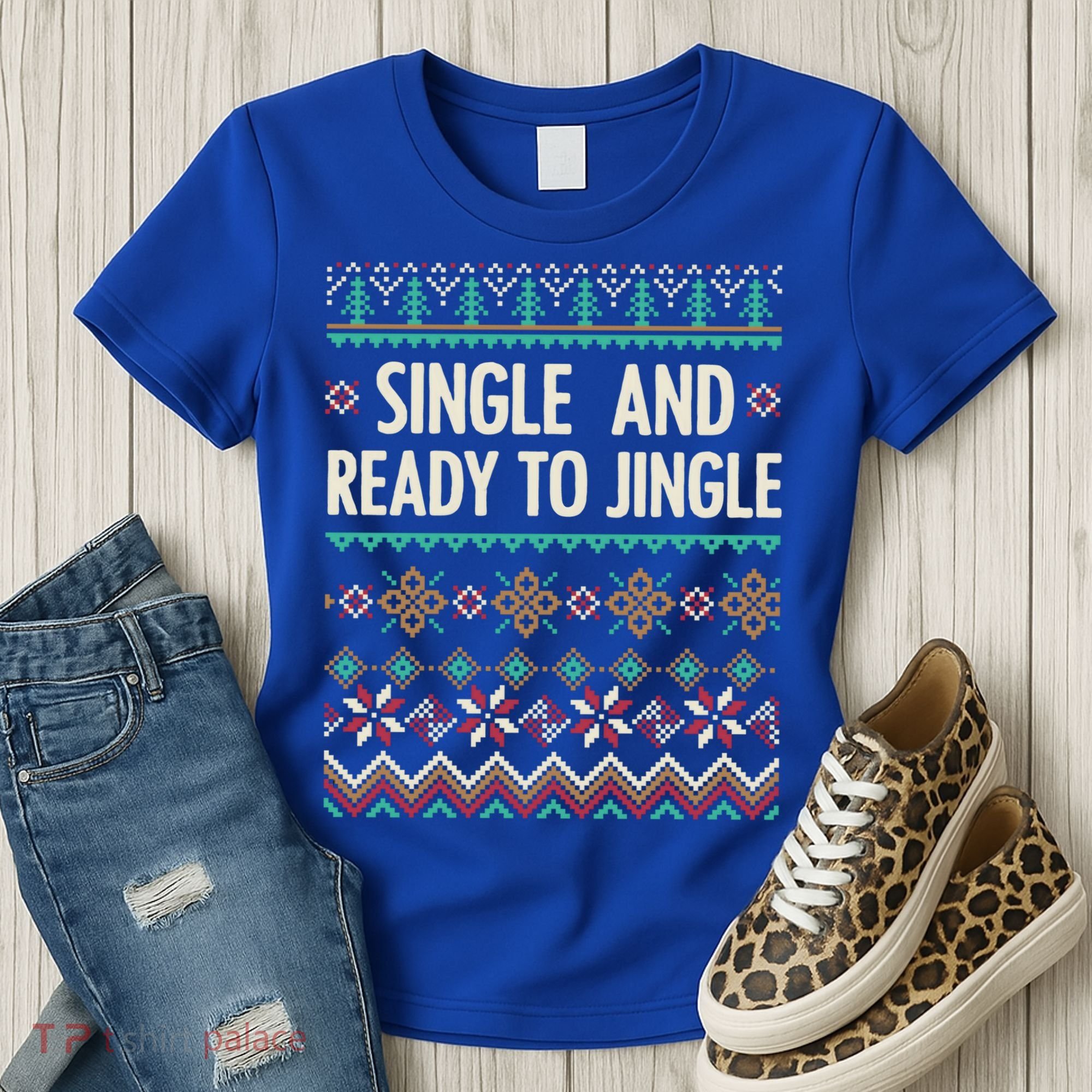 Single And Ready To Jingle Ugly Sweater Christmas Gift Women's T-Shirt