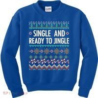 Single And Ready To Jingle Ugly Sweater Christmas Gift Kids Sweatshirt thumb 0