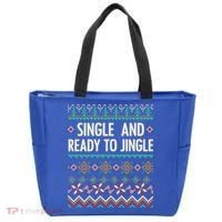 Single And Ready To Jingle Ugly Sweater Christmas Gift Tote Bag thumb 0
