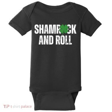 Shamrock And Roll St Patricks Day Baby Bodysuit