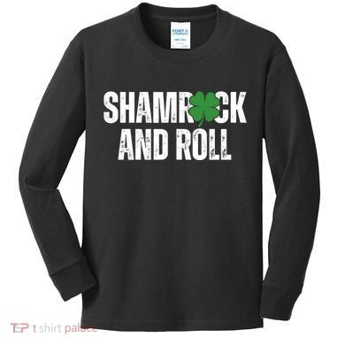 Shamrock And Roll St Patricks Day Kids Long Sleeve Shirt