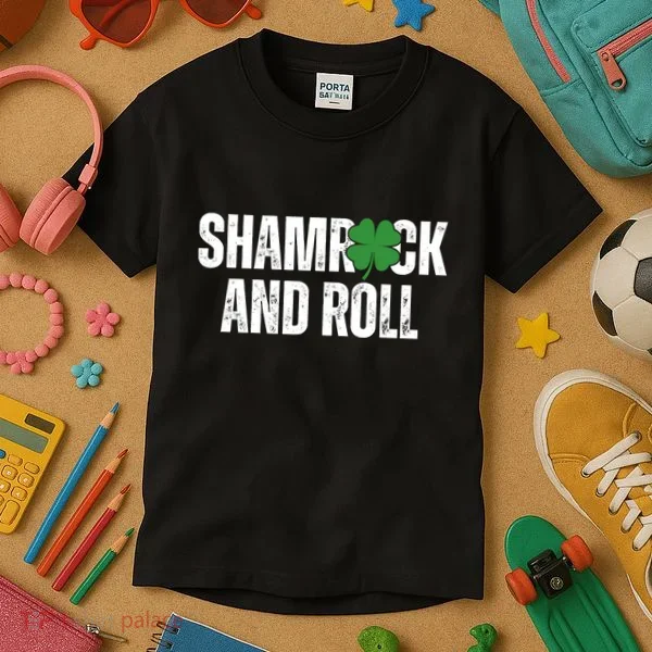 Shamrock And Roll St Patricks Day Kids T-Shirt