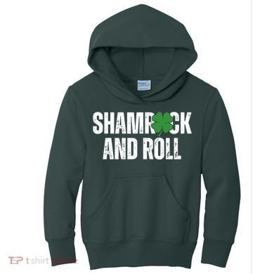 Shamrock And Roll St Patricks Day Kids Hoodie