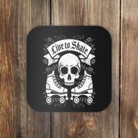 Skull And Roller Skates Live To Skate Goth Punk Roller Derby Coaster thumb 0