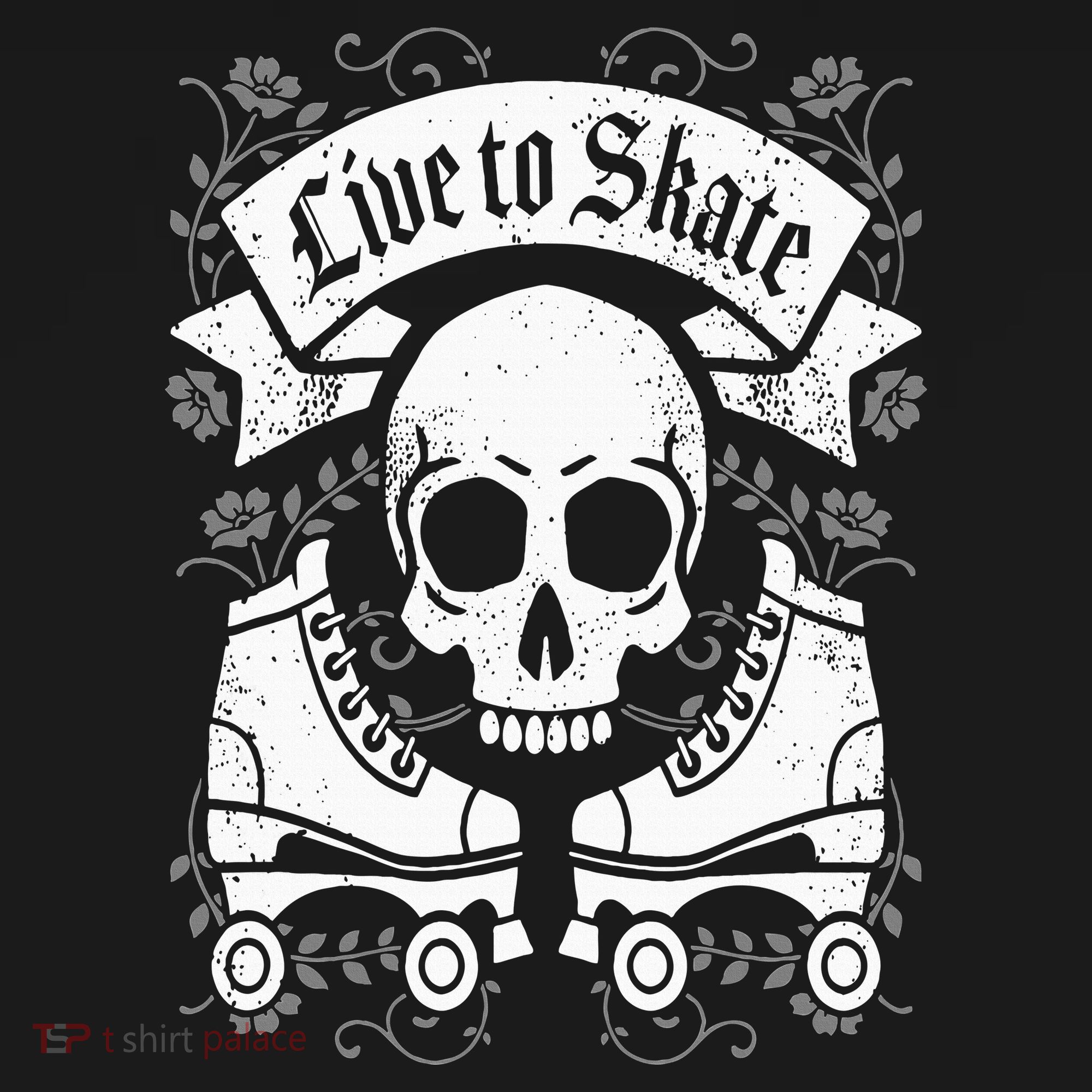 Skull And Roller Skates Live To Skate Goth Punk Roller Derby Coaster