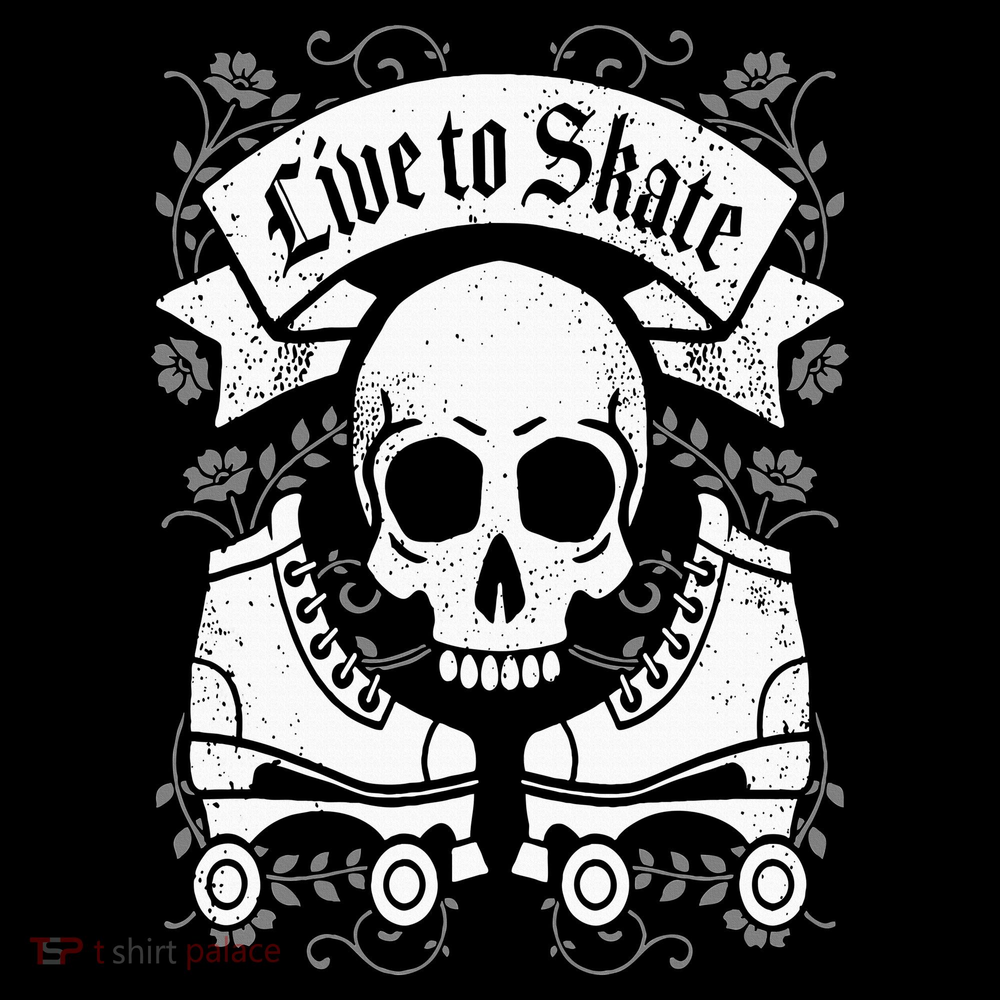 Skull And Roller Skates Live To Skate Goth Punk Roller Derby Women's Hoodie