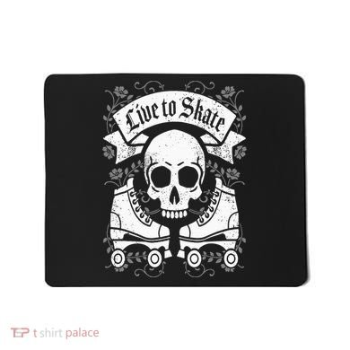 Skull And Roller Skates Live To Skate Goth Punk Roller Derby Mousepad