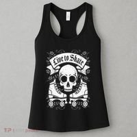 Skull And Roller Skates Live To Skate Goth Punk Roller Derby Women's Tank Top thumb 3